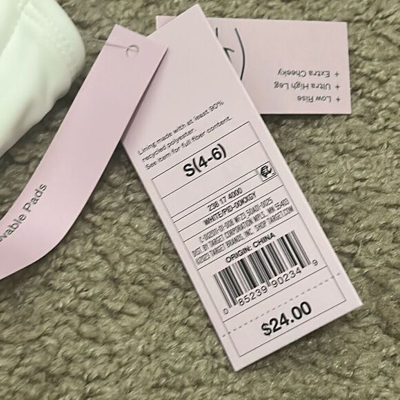 Wild Fable Size S One Piece Cutout Swimsuit White Cheeky Bachelorette Bride NWT - Picture 5 of 7